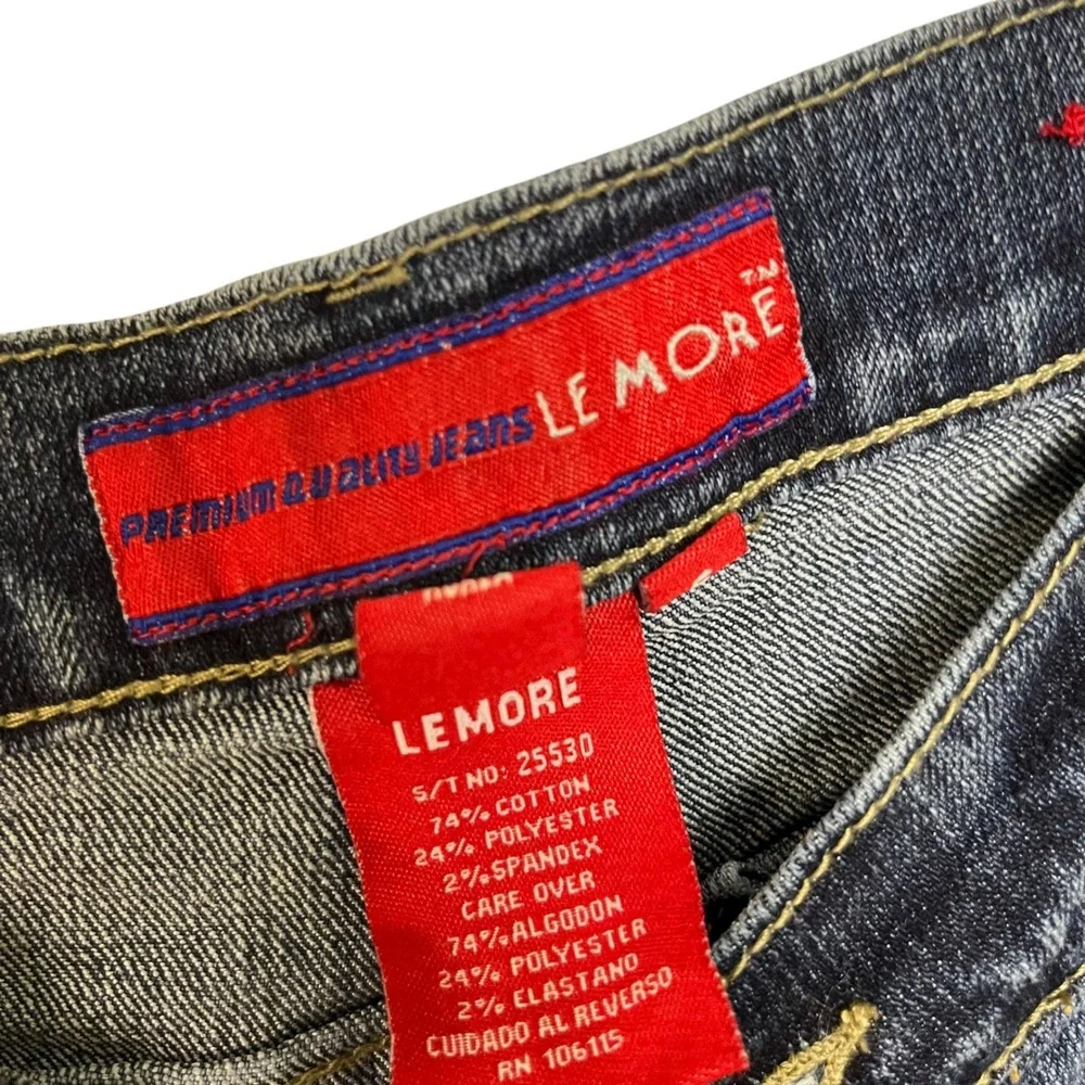 LE MORE Vintage 90's Size 9‎ Embroidered NBA Patch Flare Jeans Retro Y2K Style
